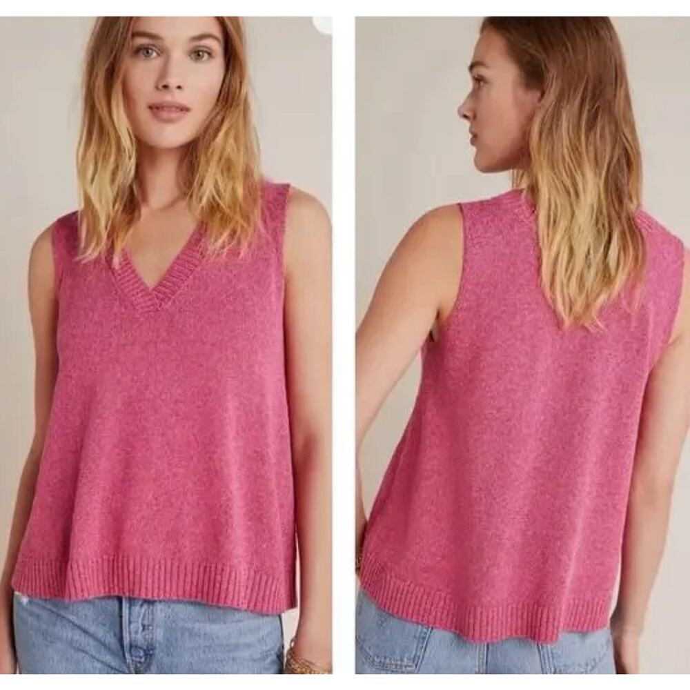 Anthropologie Camilla Pink V Neck Sweater Vest, Size S